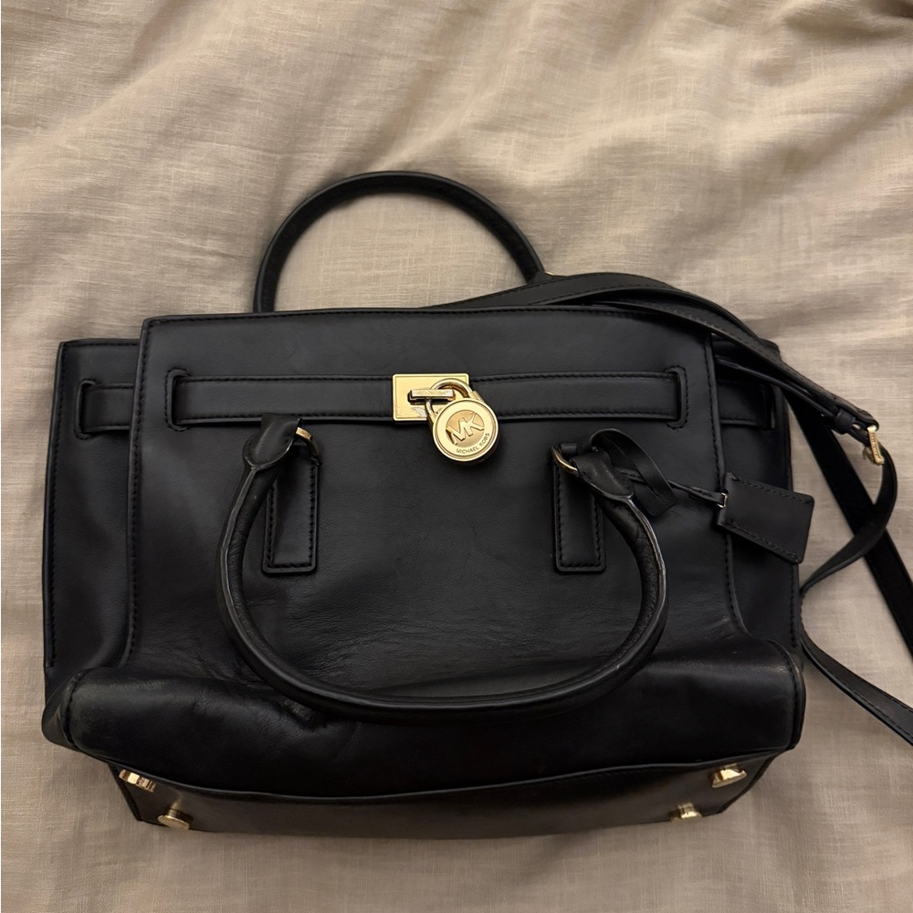 Michael Kors Black Tote Bag with Gold Accents